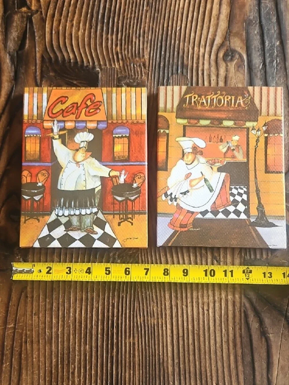 Cafe & Trattoria Decorative Wall Art Set - Rustic Chef Prints in Brown and Tan